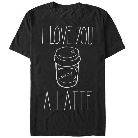 Men's Lost Gods Love You Latte Cup Graphic Tee Black 2X Large