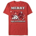thumbnail image 1 of Men's Lost Gods Merry Christmas Big Foot Cartoon  Graphic Tee Red Medium, 1 of 4