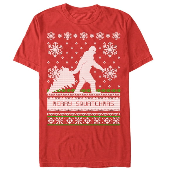 Men's Lost Gods Merry Christmas Big Foot Graphic Tee Red 2X Large