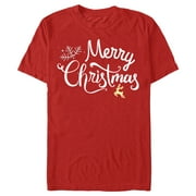 Men's Lost Gods Merry Christmas Reindeer Graphic Tee Red 2X Large