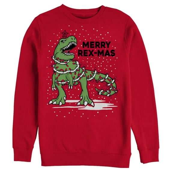 Men's Lost Gods Merry Rex-Mas Sweatshirt Red 2X Large