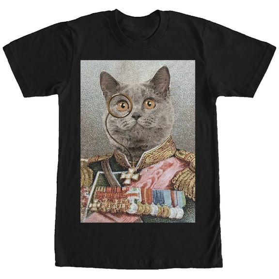 Men's Lost Gods Monocle and Medals Cat  Graphic Tee Black X Large