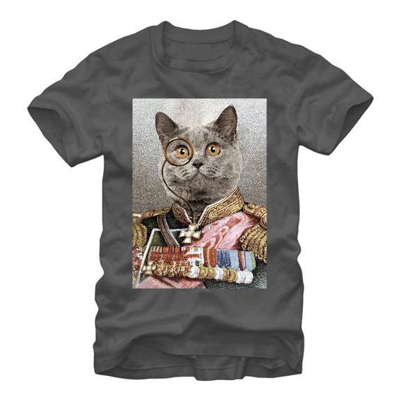 Men's Lost Gods Monocle and Medals Cat Graphic Tee Charcoal 2X Large
