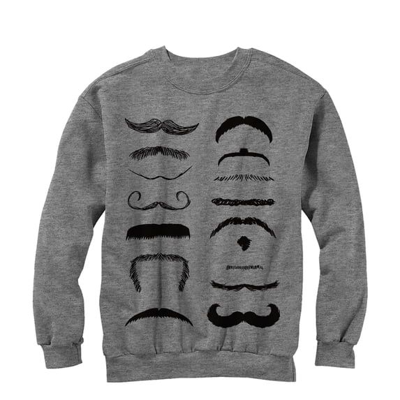 Men's Lost Gods Mustache Types  Sweatshirt Athletic Heather X Large