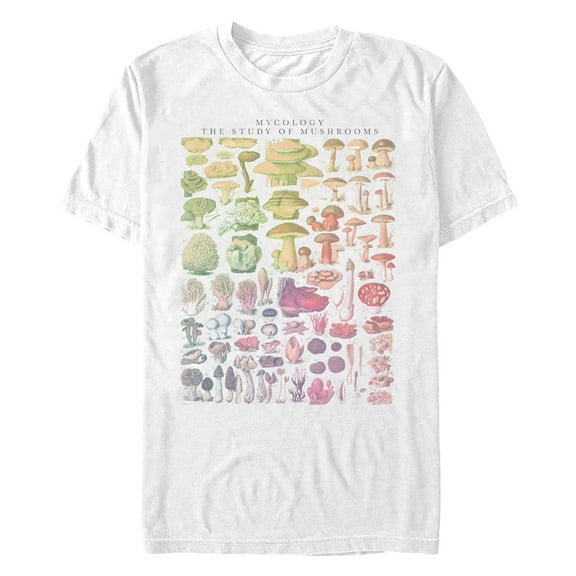 Men's Lost Gods Mycology the Study of Mushrooms  Graphic Tee White Medium