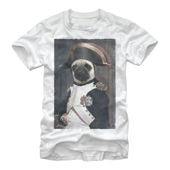 Men's Lost Gods Napoleon Pug  Graphic Tee White 2X Large