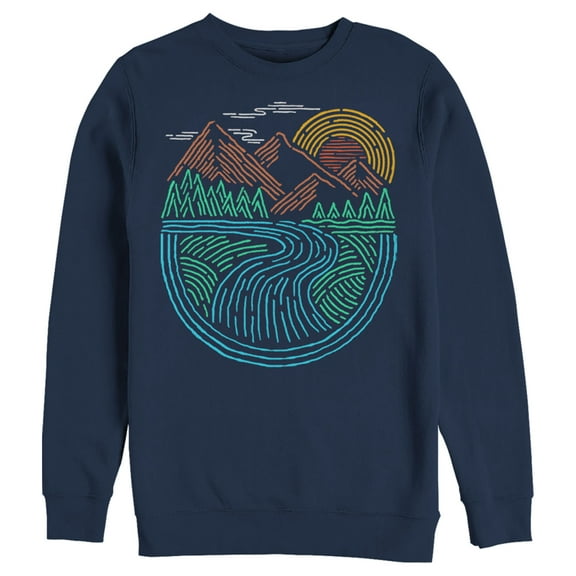 Men's Lost Gods Nature Lines Run Path  Sweatshirt Navy Blue 2X Large