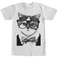 thumbnail image 1 of Men's Lost Gods Nerd Glasses Bowtie Cat  Graphic Tee White Medium, 1 of 4