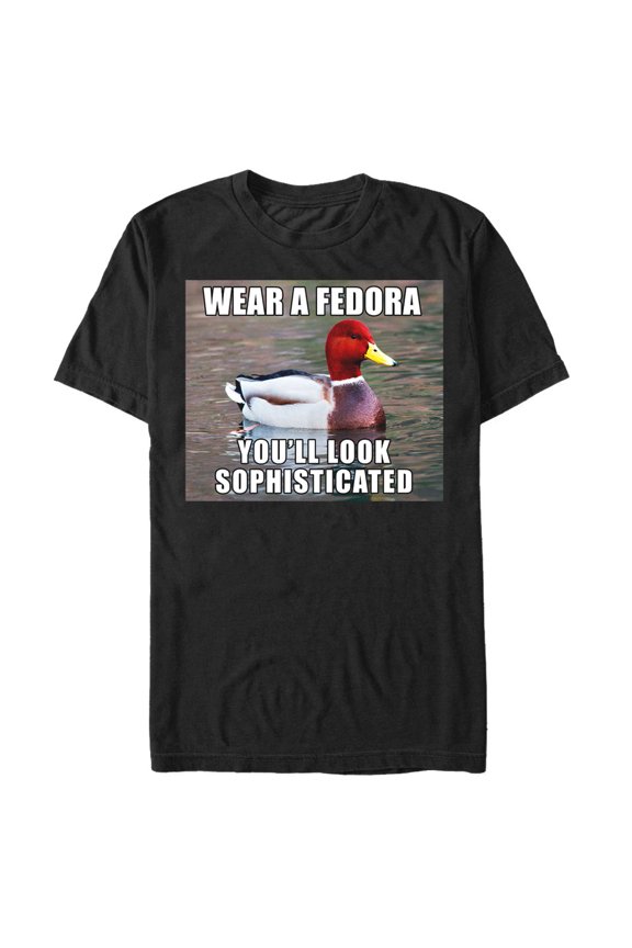 Men's Lost Gods Wear a Fedora Duck Meme Graphic Tee Black X Large
