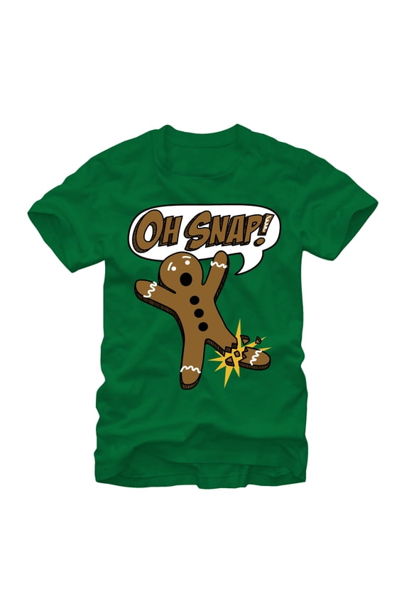 Men's Lost Gods Oh Snap Gingerbread Man  Graphic Tee Kelly Small