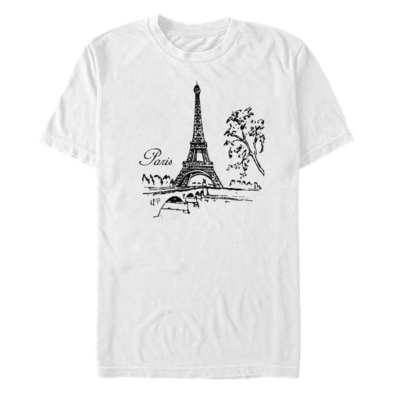 Men's Lost Gods Paris Eiffel Sketch  Graphic T-Shirt