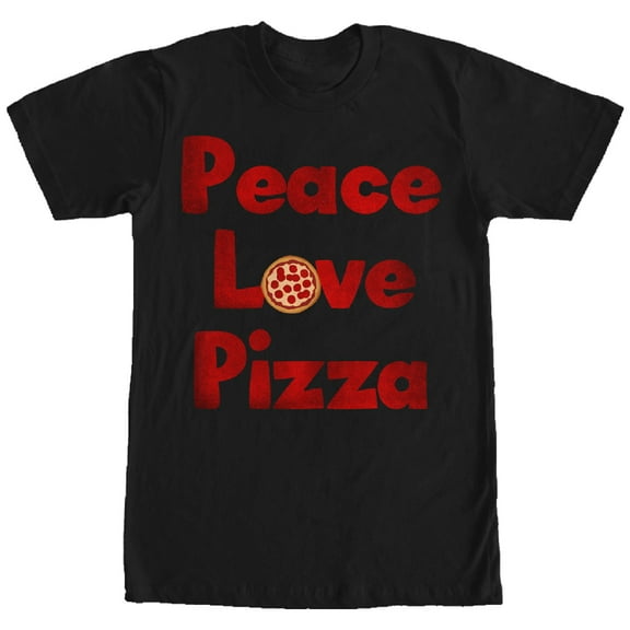 Men's Lost Gods Peace Love Pizza  Graphic Tee Black Small