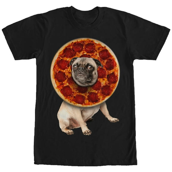 Men's Lost Gods Pepperoni Pizza Pug  Graphic Tee Black X Large