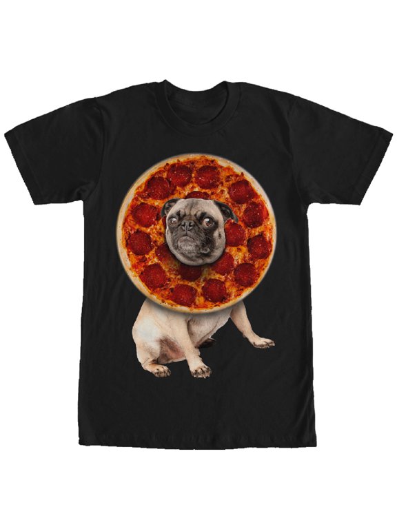 Men's Lost Gods Pepperoni Pizza Pug Graphic Tee Black X Large