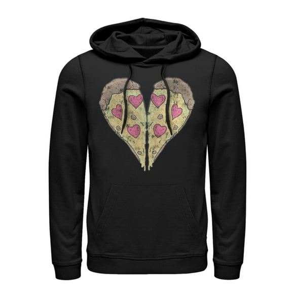 Men's Lost Gods Piece of Pizza Heart  Pull Over Hoodie Black X Large