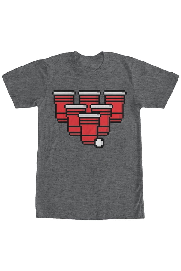Men's Lost Gods Pixel Pong  Graphic Tee Charcoal Heather X Large