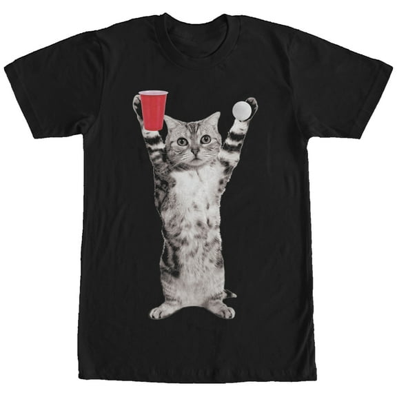 Men's Lost Gods Pong Cat  Graphic Tee Black Large
