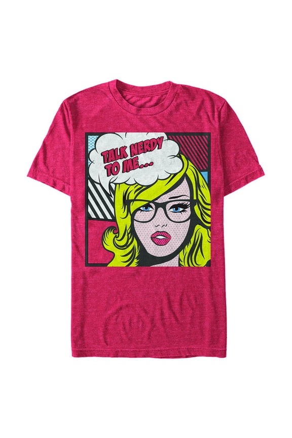 Men's Lost Gods Pop Art Talk Nerdy to Me  Graphic Tee Red Heather Large