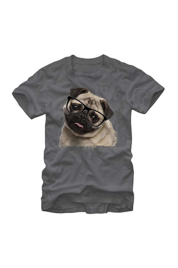 Men's Lost Gods Pug Nerd Graphic Tee Charcoal Small