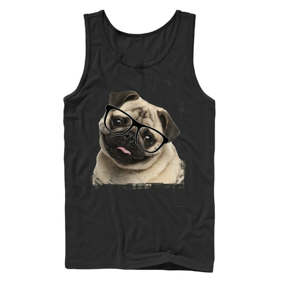 Men's Lost Gods Pug Nerd  Tank Top Black Large