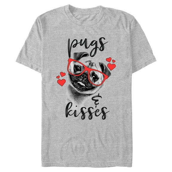 Men's Lost Gods Pugs and Kisses  Graphic Tee Athletic Heather Medium