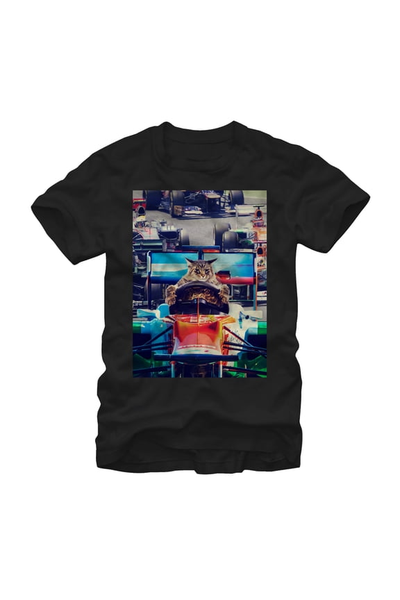 Men's Lost Gods Race Cat Driver Graphic Tee Black 2X Large