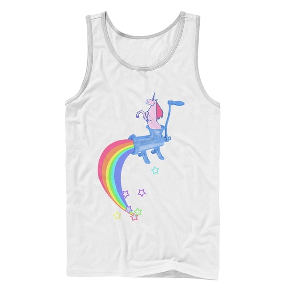 Men's Lost Gods Rainbow Unicorn Meat Tank Top White X Large