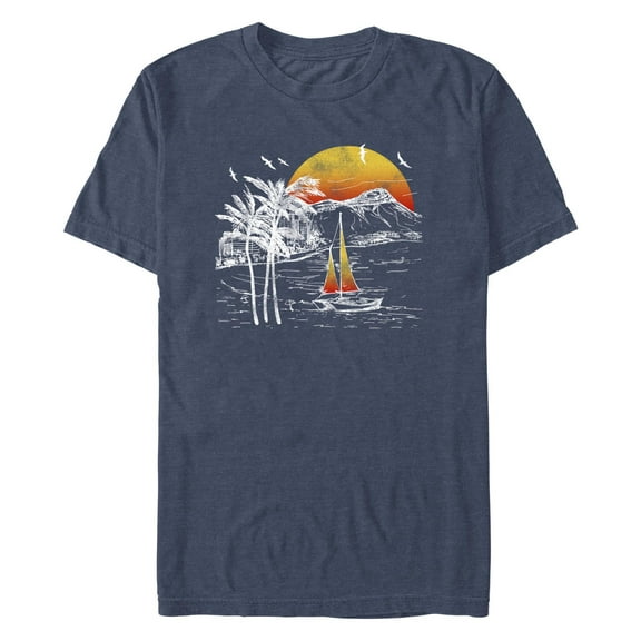Men's Lost Gods Retro Sailboat Scene  Graphic T-Shirt