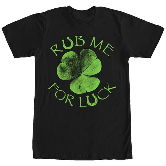 Men's Lost Gods Rub Me For Luck Clover  Graphic Tee Black X Large