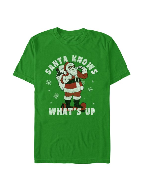 Men's Lost Gods Santa Knows What’s Up Graphic Tee Kelly Green 3X Large