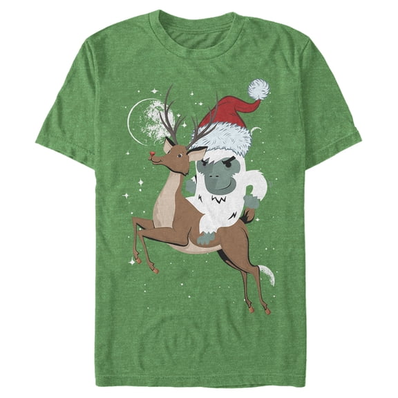 Men's Lost Gods Santa Yeti Graphic Tee Kelly Heather Large