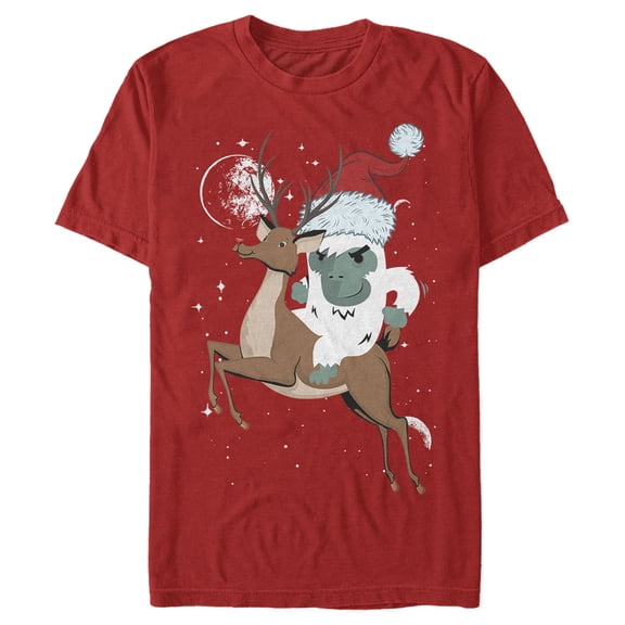 Men's Lost Gods Santa Yeti Graphic Tee Red Medium