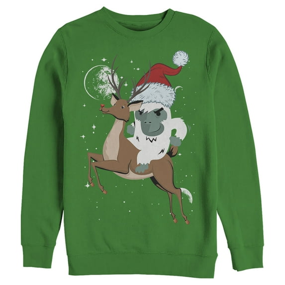 Men's Lost Gods Santa Yeti Sweatshirt Kelly Green Large