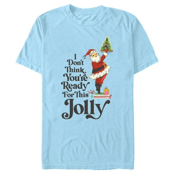 Men's Lost Gods Santa You're Ready for This Jolly  Graphic Tee Light Blue Small