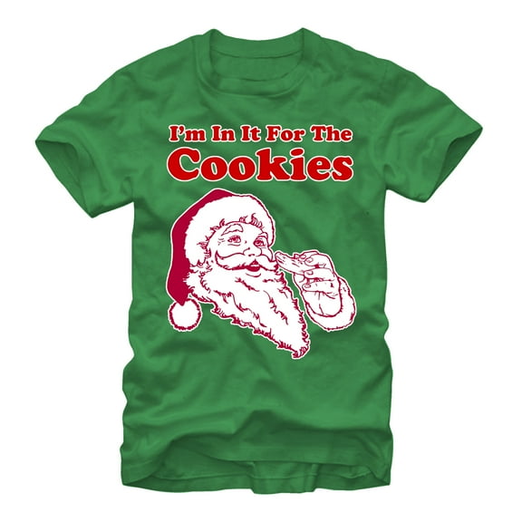 Men's Lost Gods Santa in it for the Cookies  Graphic Tee Kelly X Large