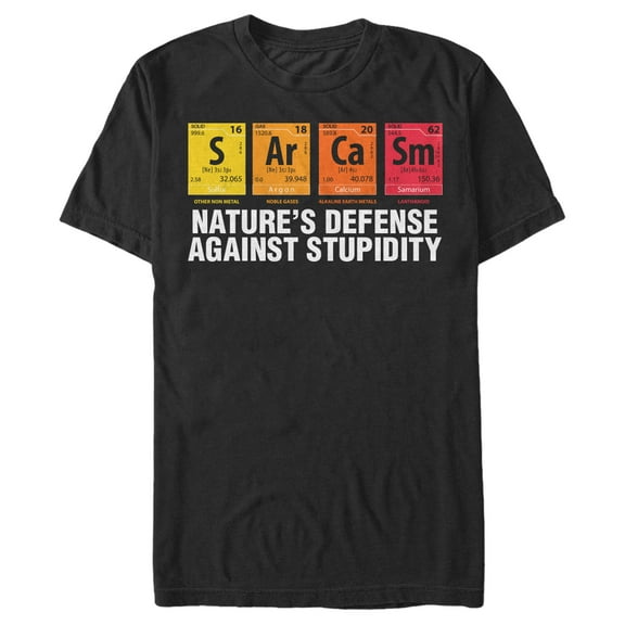 Men's Lost Gods Sarcasm Periodic Table Defense  Graphic Tee Black 3X Large