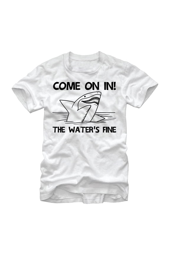 Men's Lost Gods Shark Come on In Graphic Tee White Large