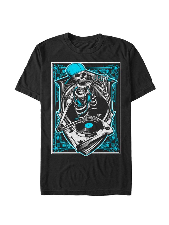 Men's Lost Gods Skeleton DJ Graphic Crop T-Shirt Black Small