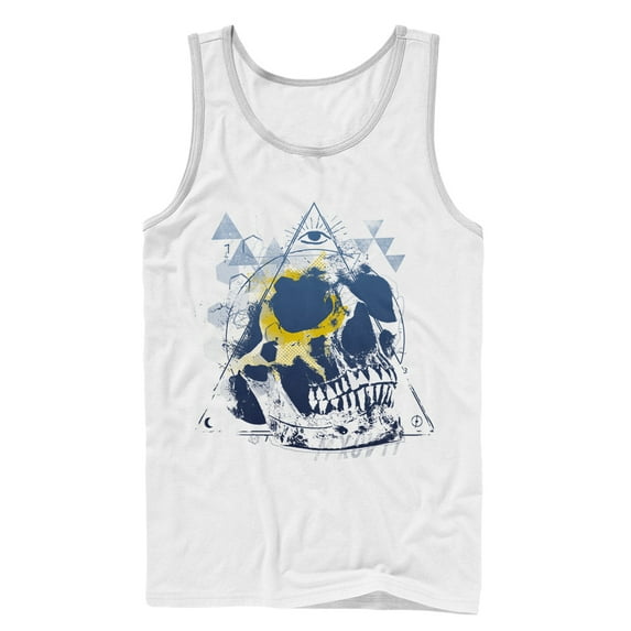 Men's Lost Gods Skull Triangle Tank Top White 2X Large