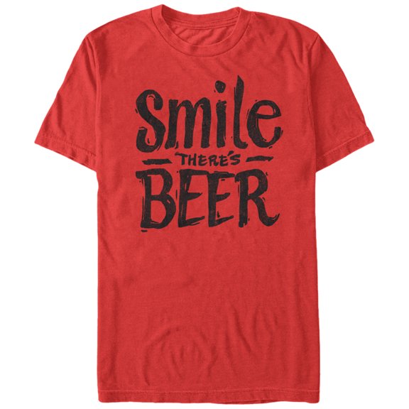 Men's Lost Gods Smile There's Beer  Graphic Tee Red Medium