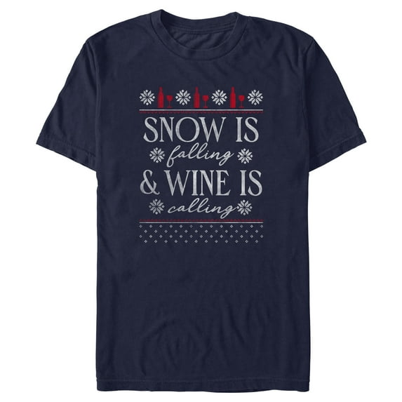 Men's Lost Gods Snow Is Falling Wine Is Calling Graphic Tee Navy Blue X Large