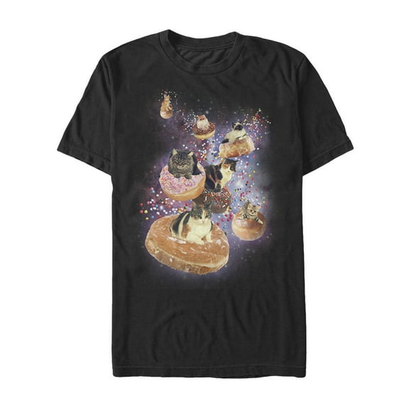 Men's Lost Gods Space Cat Doughnut Race  Graphic Tee Black X Large