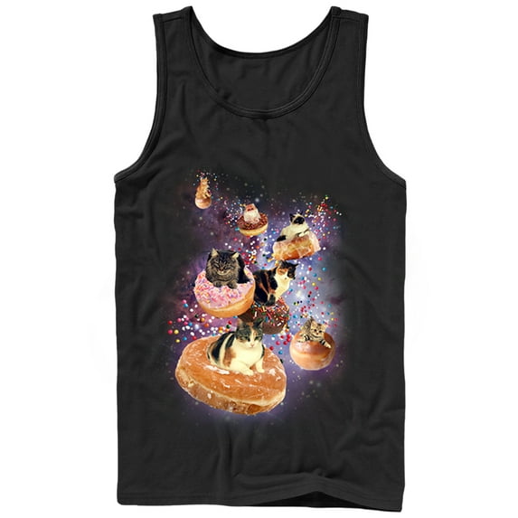 Men's Lost Gods Space Cat Doughnut Race Tank Top Black Small