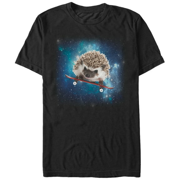 Men's Lost Gods Space Hedgehog on Skateboard Graphic Tee Black Medium