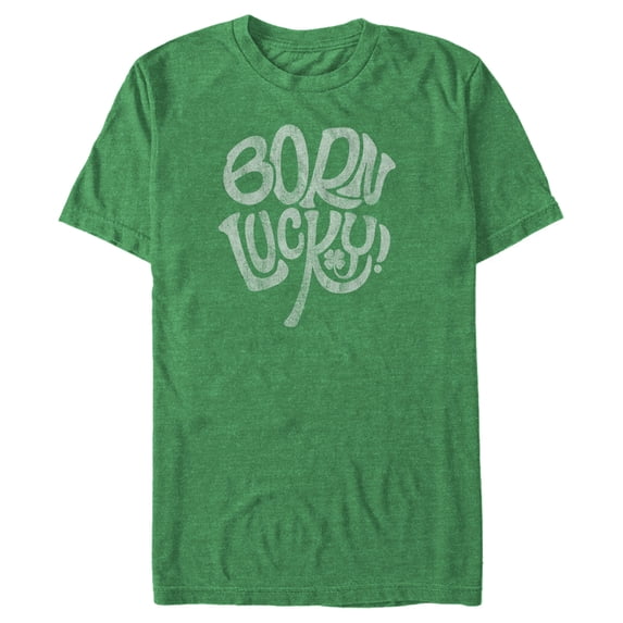 Men's Lost Gods St. Patrick's Day Born Lucky! Graphic Tee Kelly Heather 2X Large