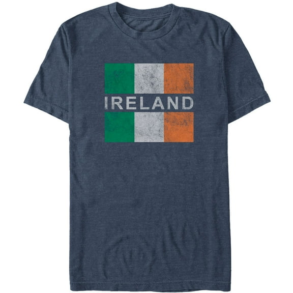 Men's Lost Gods St. Patrick's Day Ireland Retro Flag  Graphic Tee Navy Blue Heather 2X Large