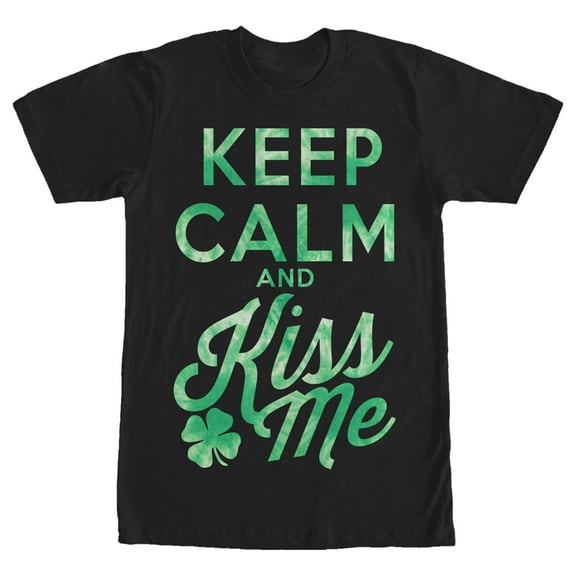 Men's Lost Gods St. Patrick's Day Keep Calm and Kiss Me Graphic Tee Black Medium