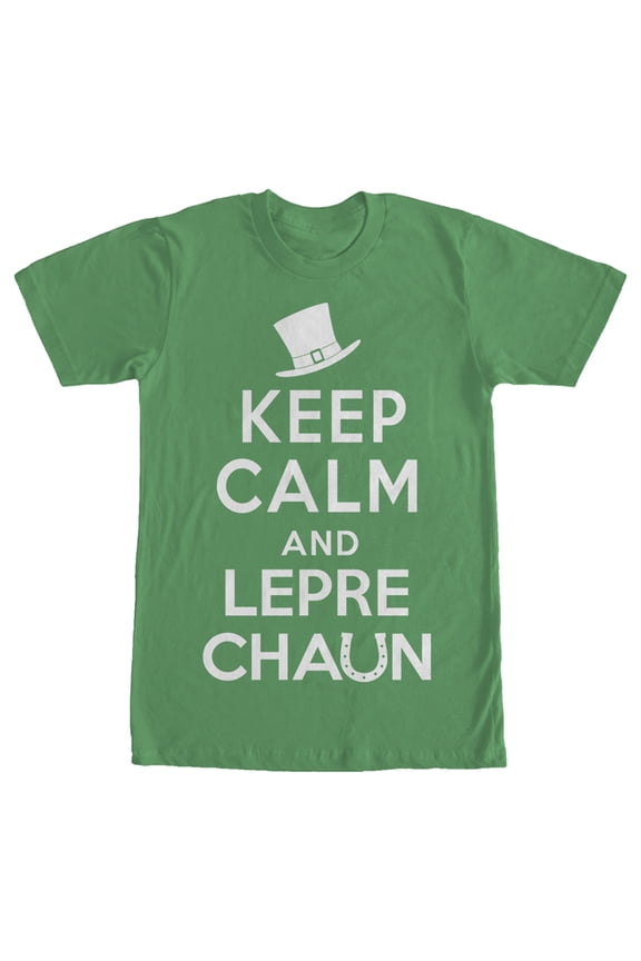 Men's Lost Gods St. Patrick's Day Keep Calm and Leprechaun Graphic Tee Kelly Green Medium
