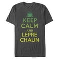 thumbnail image 1 of Men's Lost Gods St. Patrick's Day Keep Calm and Leprechaun Green Fade Graphic Tee Charcoal Heather Small, 1 of 5