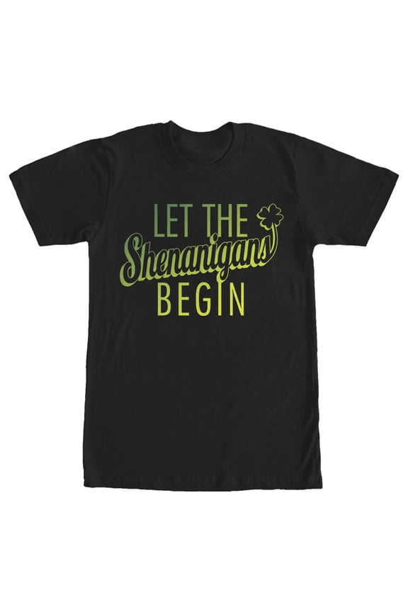 Men's Lost Gods St. Patrick's Day Let the Shenanigans Begin Graphic Tee Black Small